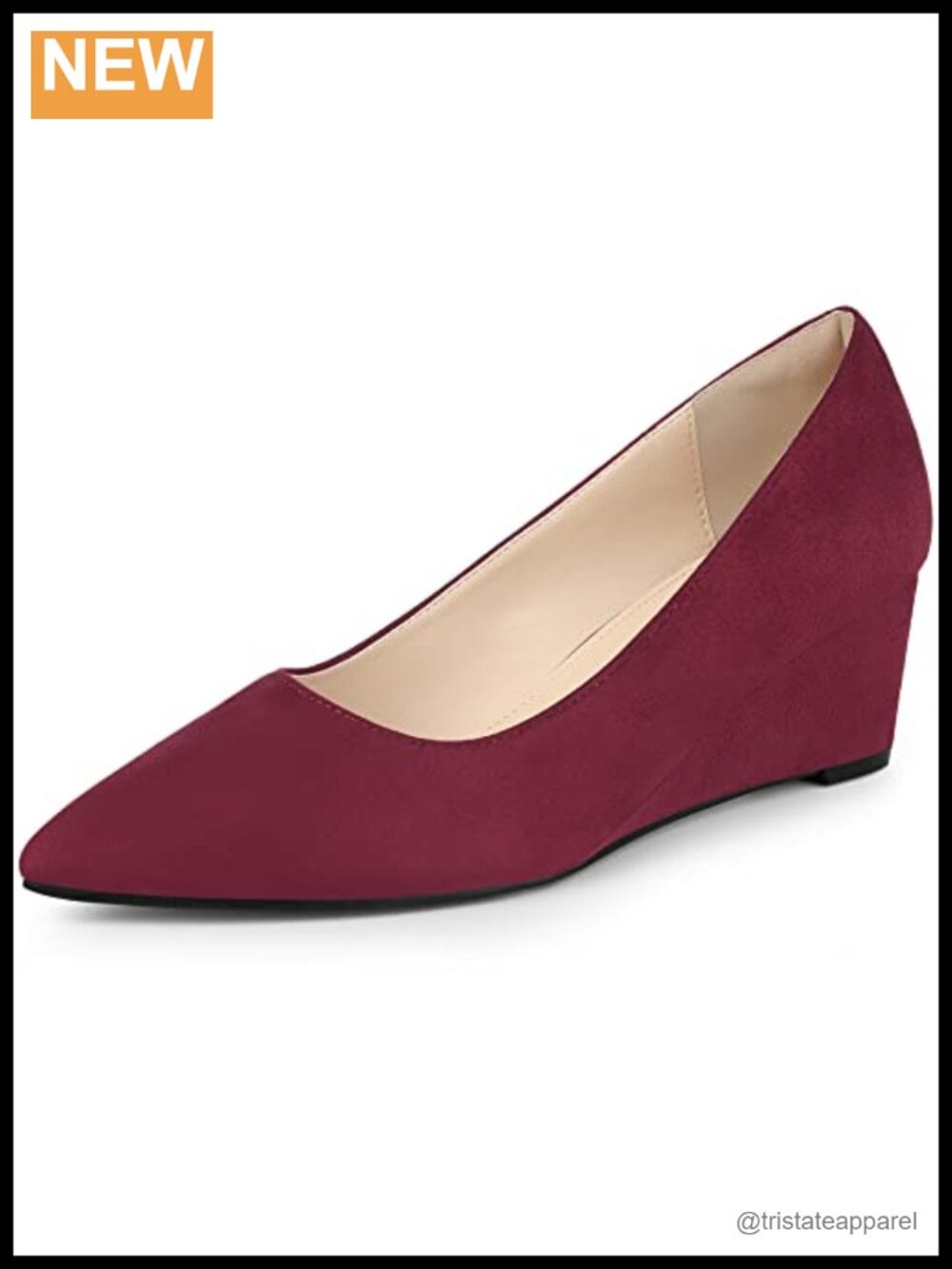 Pointy Toe Slip On Wedge Heel Pumps Comfortable Office Party Shoes